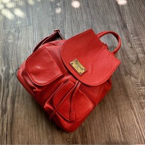 Valentina - Italian Leather Backpack Peach Color